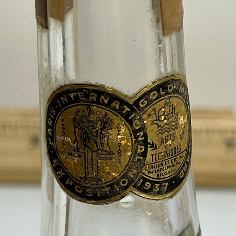 Antique Gold Medal Award Glass Liquor Bottle 1937 Belgium 56 4D Clear - Picture 5 of 5